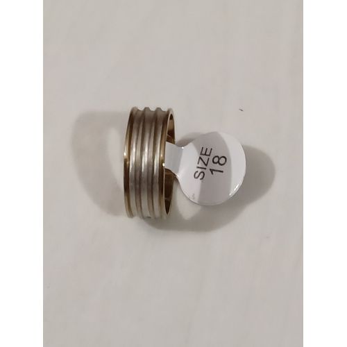 Bague En Acier Inoxydable,Bords Metal Doré,Interieur Aspect Ondulé Metal Argenté,Taille 18