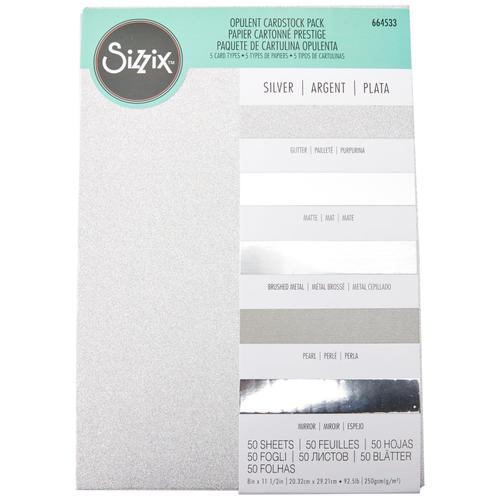 Papier Cartonné - Pailleté Argent - A4 - 230g - 50 Feuilles - Scrapbooking - Sizzix