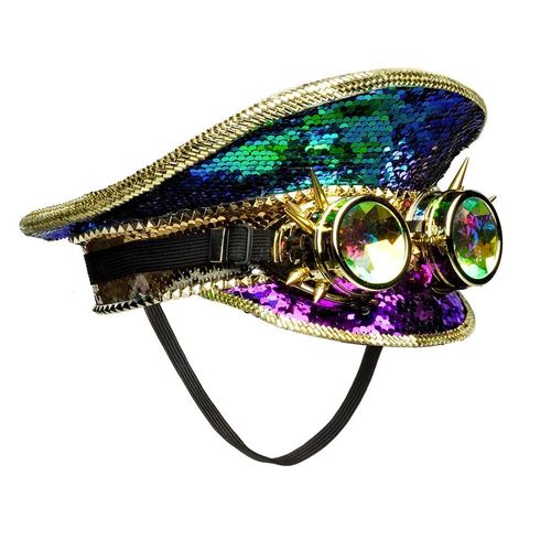Casquette Lunettes Sequins Coloré Festival Adulte