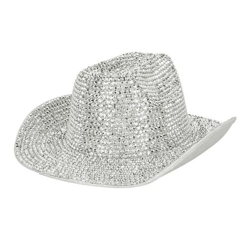 Chapeau De Cowboy Glamour Argent Adulte