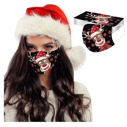 20pcs Masques D¿Impression De Noël Pour La Protection Masque Facial Masque Earloop Jetable