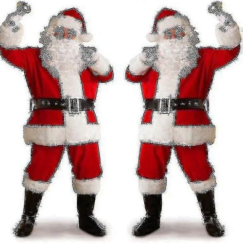 Vêtements Classiques En Flanelle De Noël Pour Adultes, Costume De Père Noël 7 Pièces Set #Yg