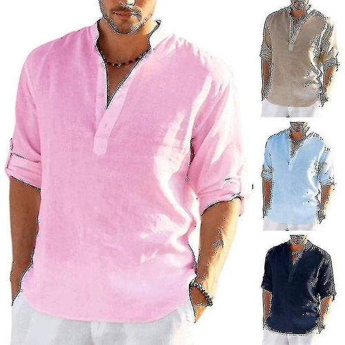 Chemise En Lin À Manches Longues Pour Hommes, Chemise Décontractée En Coton Et En Lin, Haut S-5xl, Tout Neuf Livraison Gratuite
