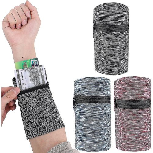 3pcs Poignet Portefeuille Téléphone Brassard Manchon, Bracelet Portefeuille De Course, Pochette De Poignet De Sport Avec Poche À Fermeture Éclair Pour Téléphone De Randonnée