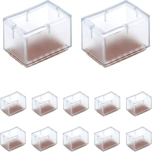12 Pcs Rectangle Silicone Chair Leg Caps Protecteurs De Sol Pour Chaise Pied Largeur Carré 24-30mm X Longueur 39-47mm U