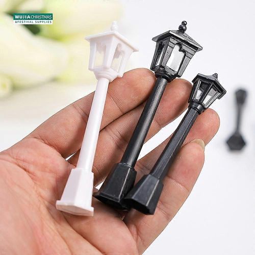 6/12pcs Miniature Réverbères En Plastique Modèle De Train De Train Lampe Pour Maison De Poupée Micro Paysage Diy Fée Jardin Décor De Noël