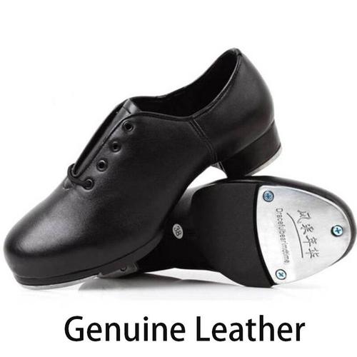 Chaussures De Claquettes En Cuir Véritable Pour Adultes,Chaussures De Sport À Pied,Semelle Souple,Plaque En Aluminium À Fort Impact,Chaussure Noire,Hommes Et Femmes