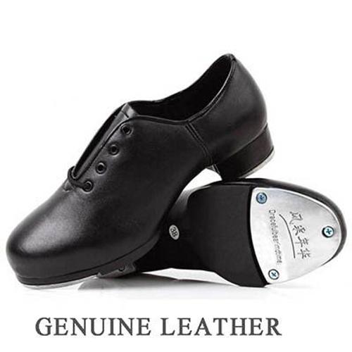 Chaussures De Claquettes En Cuir Véritable Pour Adultes,Chaussures De Sport À Pied,Semelle Souple,Plaque En Aluminium À Fort Impact,Chaussure Noire,Hommes Et Femmes