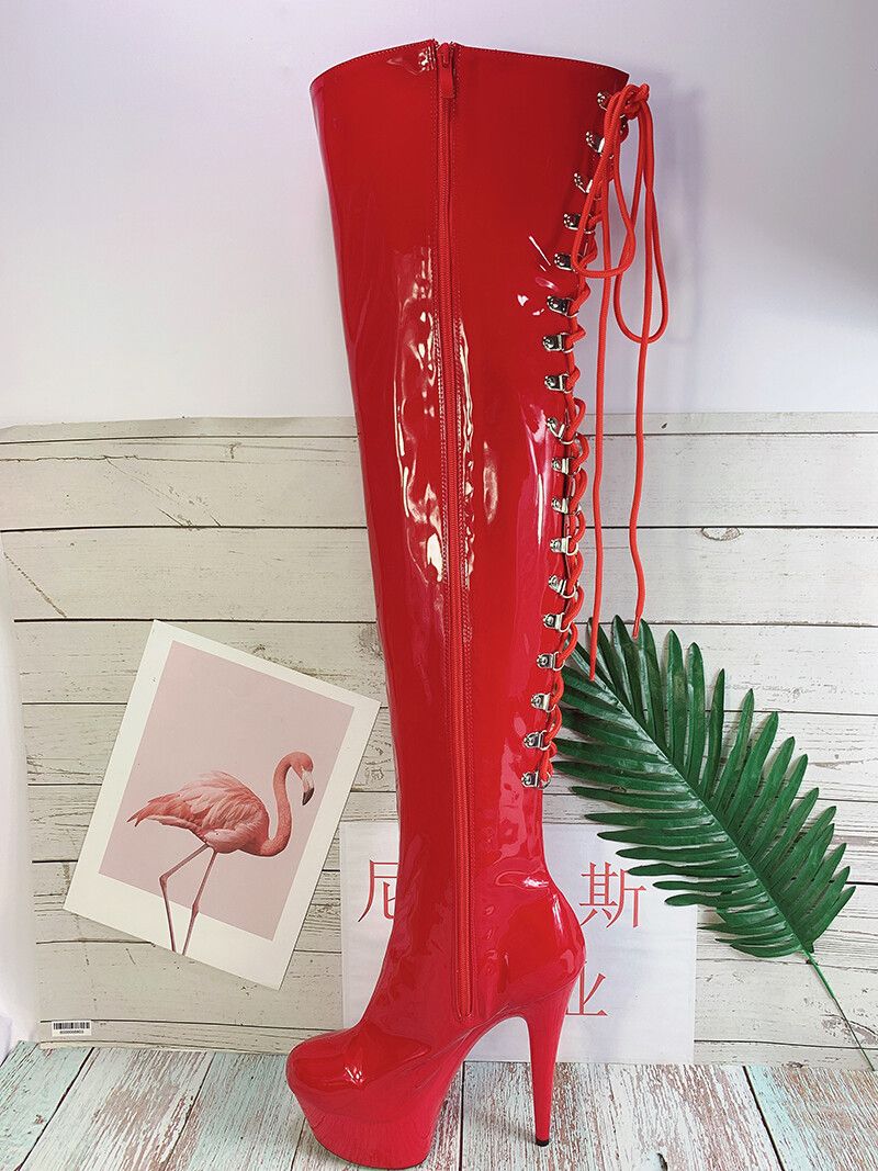 Laijianjinxia Pu Ixdîner E Boîte De Nuit À Talons Hauts Sur Le Genou Chaussures De Brevpour Femmes 15cm Talons Hauts Bottes A-079