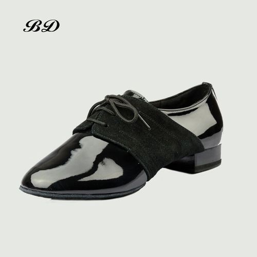 Bd Dance Shoes Chaussures Latines Pour Hommes Chaussures De Salle De Rhpour Hommes Semelle En Cuir De Vachette Souple Moderne Semelle Deux Points Cuir Verni Importé Slip Ettes 322