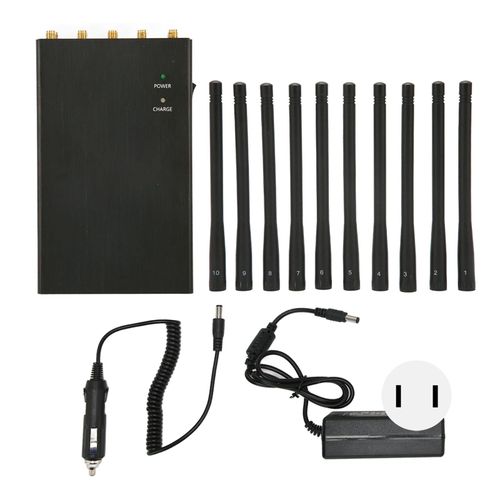 Brouilleur de Signal pleine bande 12W, 10 antennes, rayon de 16yd, bloqueur de Signal de batterie 8000mAh, pour bureau, entreprise, maison, prise US 100-240V