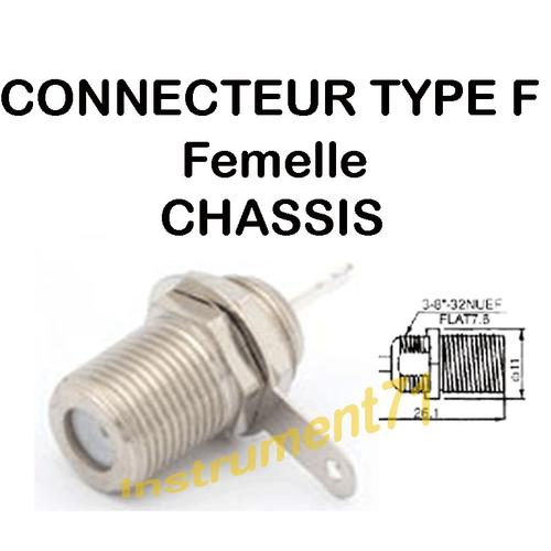 CONNECTEUR TYPE F CHASSIS FEMELLE POUR CABLE ANTENNE SATELLITE