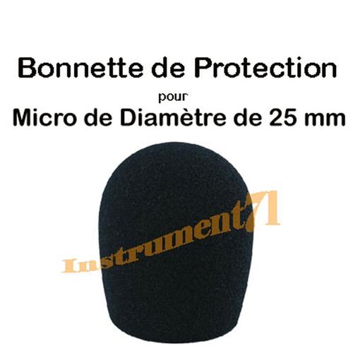 Bonnette Anti Vent Pour Micro - Diamètre 25 mm - Couleur Noire