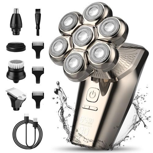 Rasoir Électrique Sejoy Homme Sans Fil 5 En 1 Kit 7d Têtes Chauve Tondeuse Cheveux, Multifonction Tondeuse, Écran Led