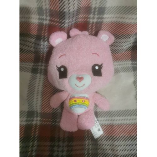 Mini Doudou Peluche Bisounours Grosfarceur Rose Semi Plat Arc En Ciel Cheer Care Bears Rainbow Hasbro