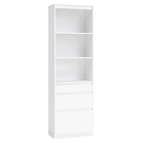 Bibliothèque 3 Tiroirs De Tailles Différentes Hauteur 180 Cm Blanc