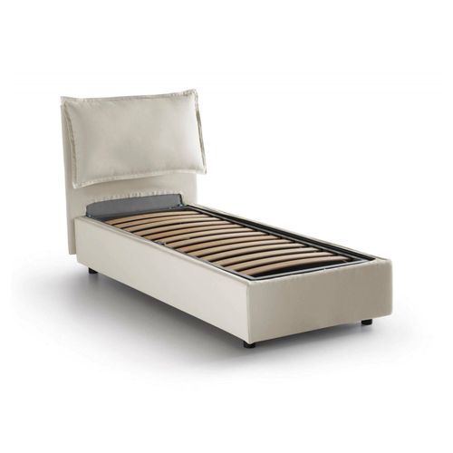 Lit Simple En Tissu Beige 80x190 Cm