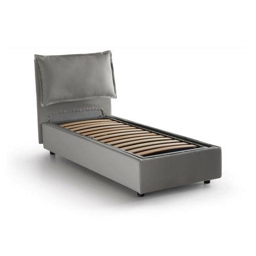 Lit Simple En Tissu Gris 80x190 Cm