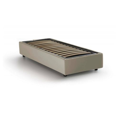 Lit Simple En Tissu Beige 80x190 Cm