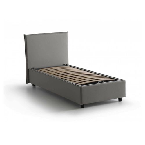 Lit Simple En Tissu Gris 80x190 Cm