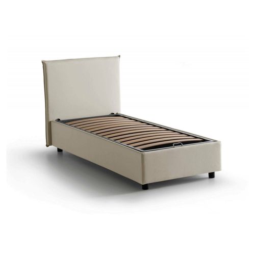 Lit Simple En Tissu Beige 80x190 Cm