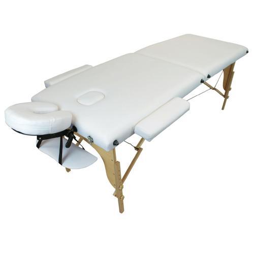 Vivezen - Table De Massage Pliante 2 Zones En Bois Avec Panneau Reiki + Accessoires Et Housse De Transport - Blanc