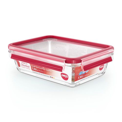 Boite Clip&close Verre Rectangulaire 1,1l