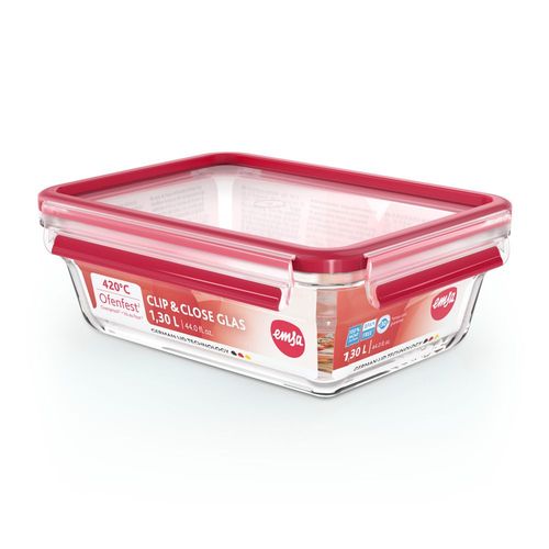 Boite Clip&close Verre Rectangulaire 1,3l