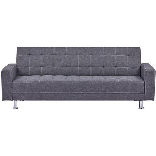 Canapé Droit Convertible 3 Places Ivana - Tissu Gris Foncé - Style Contemporain - L 208 X P 86 X H 80 Cm