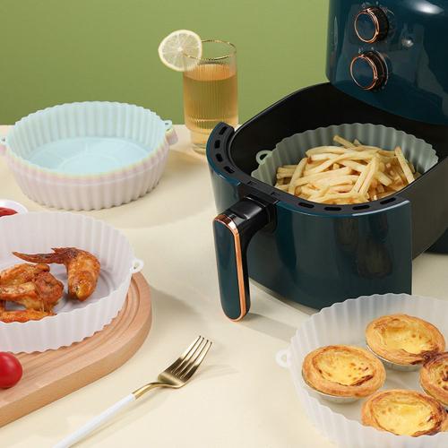 Pot en silicone pour friteuse à air jetable, poêle ronde, polymères bleus,  cuisson au four, escalade pour pizza, accessoires pour friteuse à air