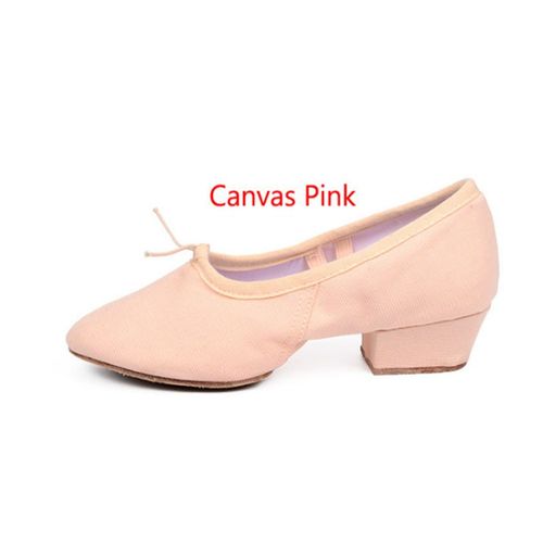Chaussures De Danse En Toile Et Cuir Pour Femmes Chaussures De Ballet Souples Chaussures Astronomiques Talon Bas Carré Rose Noir Rouge Chaussures D'enseignant Pratique