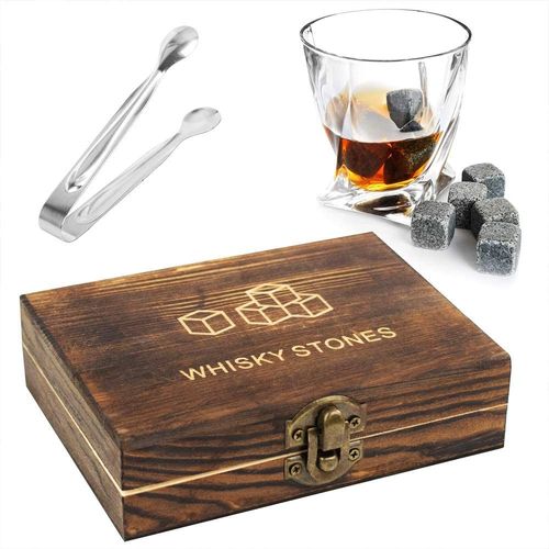 Ensemble De Glaçons Réutilisables Pour Whisky,Refroidisseur De Granit,Roches De Charbon,Meilleur Cadeau Pour Les Amateurs De Whisky,9 Pièces - Type Dark Gray