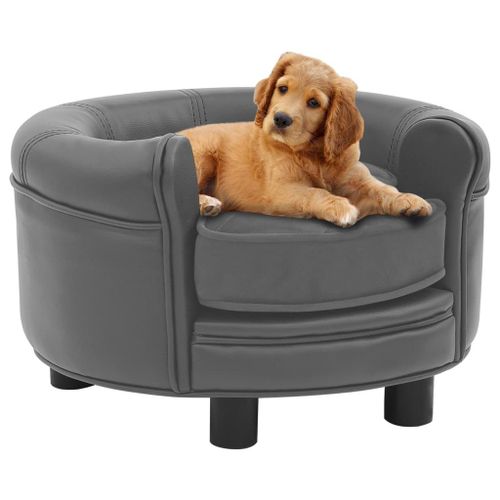 Vidaxl Canapé Pour Chien Gris 48x48x32 Cm Peluche Et Similicuir