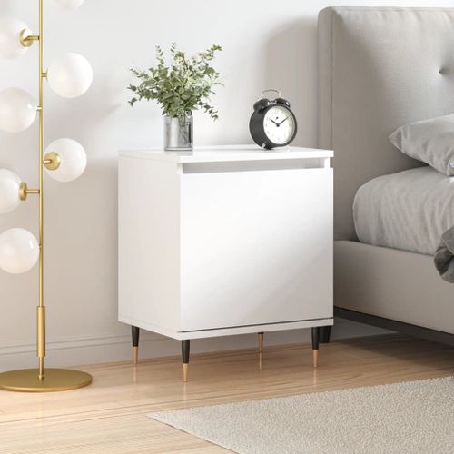 Vidaxl Table De Chevet Blanc Brillant 40x30x50 Cm Bois D?Ingénierie