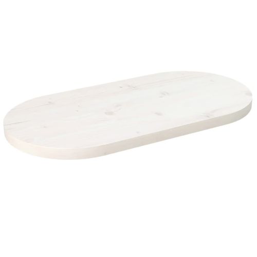 Vidaxl Dessus De Table Blanc 60x30x2,5 Cm Bois De Pin Massif Ovale