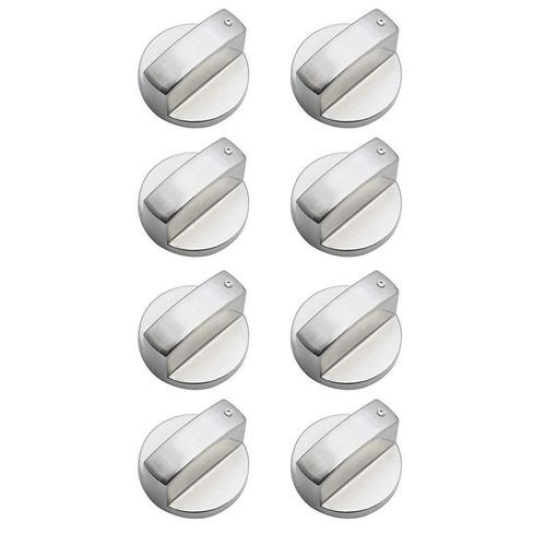 Interrupteur de four à gaz en métal argenté, 8 pièces, adaptateur de boutons de cuisson, verrouillage de contrôle de Surface de cuisson, pièces de rechange d'ustensiles de cuisine