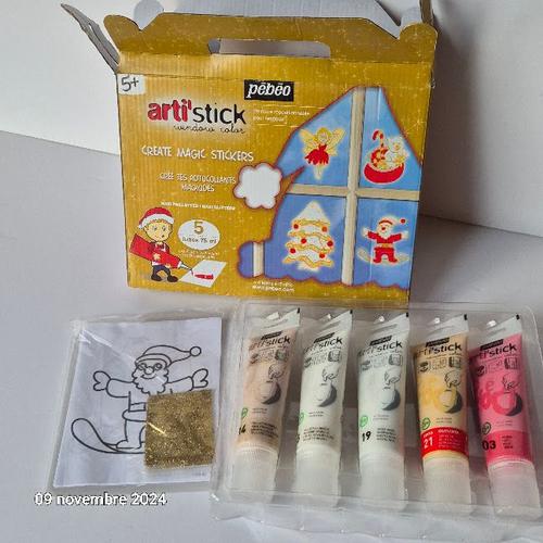 Pebeo Coffret Artis'stick Noël, Crée Tes Autocollants Magiques, Peinture Repositionnable