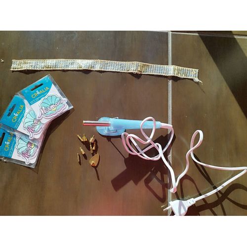 Kit Pour Application De Strass, Avec Divers Embouts, 3 Motifs Mermaid Thermocollants, Une Bande Paillette Thermocollante