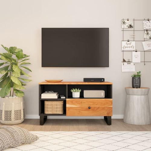 Vidaxl Meuble Tv 80x33x46 Cm Bois D'acacia Solide Et Bois D'ingénierie
