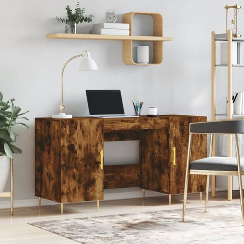 Vidaxl Bureau Chêne Fumé 140x50x75 Cm Bois D'ingénierie