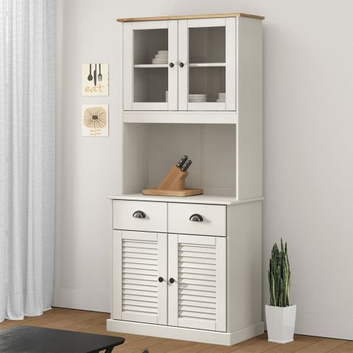 Vidaxl Buffet Haut Vigo Blanc 78x40x175 Cm Bois Massif De Pin