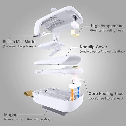 Mini Machine à Sceller les Sacs Sous Vide 2 en 1, Appareil Thermique et Coupeur avec Lanière