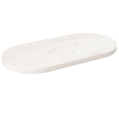 Vidaxl Dessus De Table Blanc 80x40x2,5 Cm Bois De Pin Massif Ovale