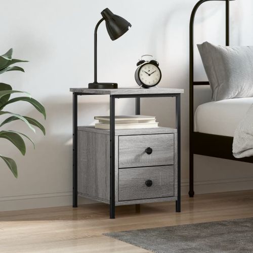 Vidaxl Table De Chevet Sonoma Gris 34x35,5x50 Cm Bois D'ingénierie