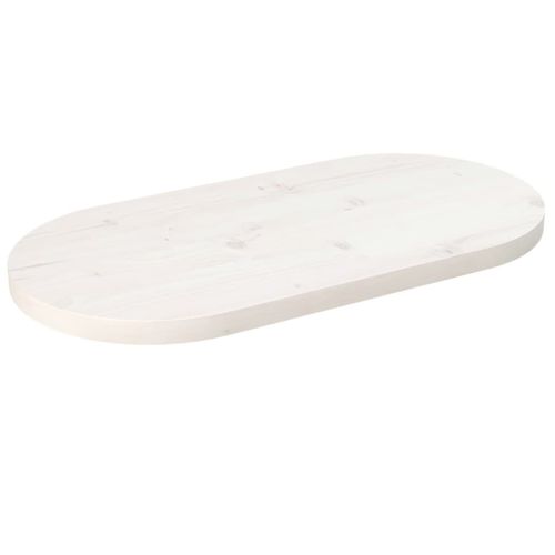 Vidaxl Dessus De Table Blanc 70x35x2,5 Cm Bois De Pin Massif Ovale