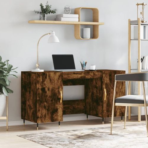 Vidaxl Bureau Chêne Fumé 140x50x75 Cm Bois D'ingénierie