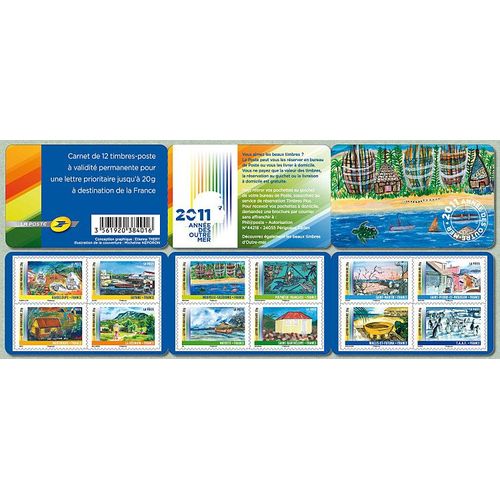 France 2011, Très Belle Bande Carnet Neuve** Luxe Yvert 636, Année Des Outre-Mer, 12 Timbres 636 À 647, Auto-Adhésifs, Validité Permanente, Pour Collection Ou Affranchissements.