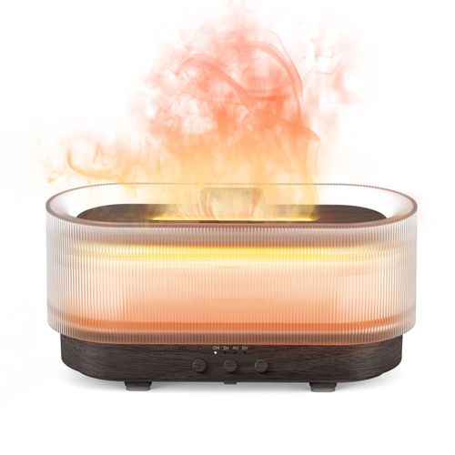 Diffuseur Huiles Essentielles 300ml Sejoy, Diffuseur De Parfum Electrique Lumières 6 Couleurs, Grain De Bois Noir 
