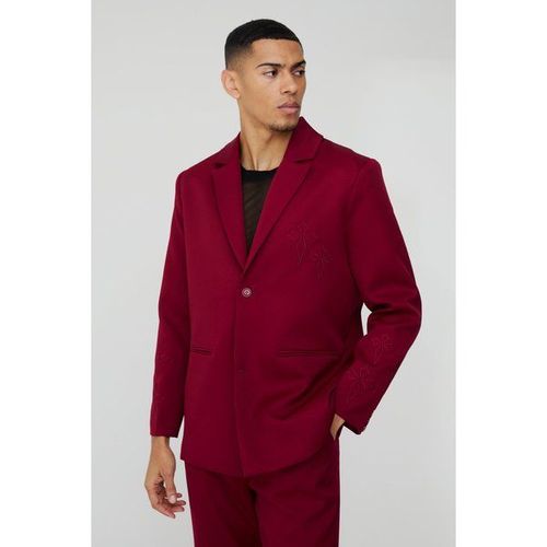 Blazer Droit À Écussons Croisés Homme - Bordeaux - 40, Bordeaux
