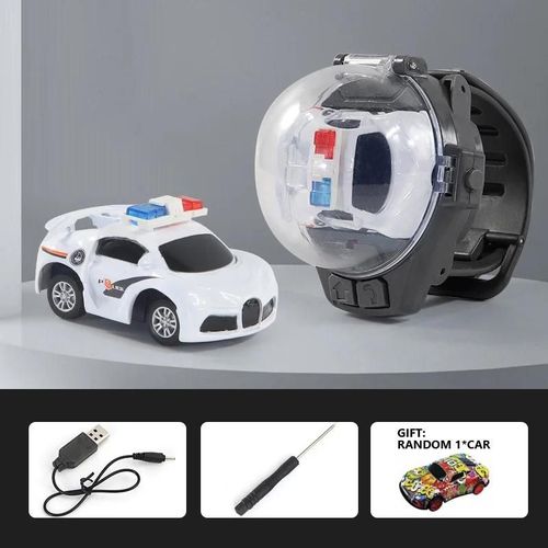 Voiture de police blanche - EbBulldozer Mall Mini voiture télécommandée, Voiture RC, Véhicule'ingénierie, 2.4G, Montre de contrôle, Cadeau'anniversaire